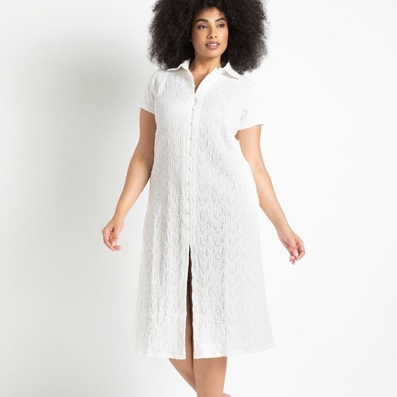 Eloquii Dresses & Skirts - Eloquii Short Sleeve Button Front Dress in White‎ Size 24